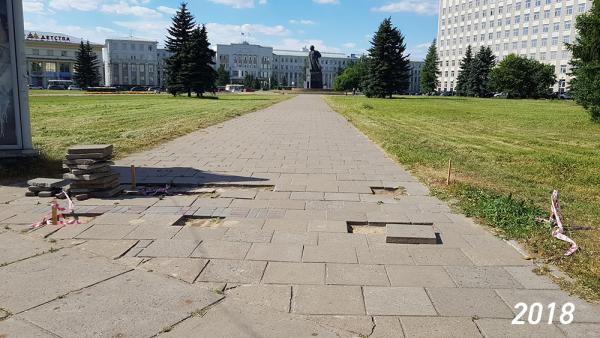 «Играющая» и сколы: активисты заметили недочеты работы подрядчика на площади Ленина