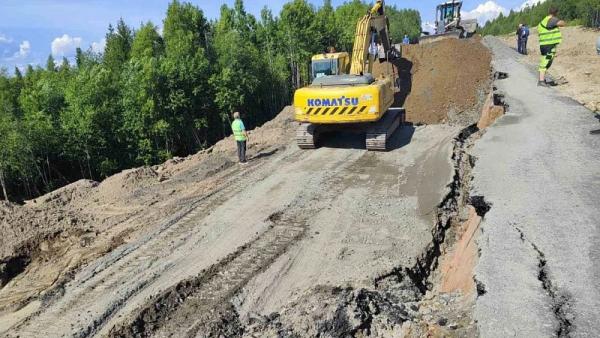 Виноват плывун: власти Поморья объяснили обвал на трассе Архангельск - Онега