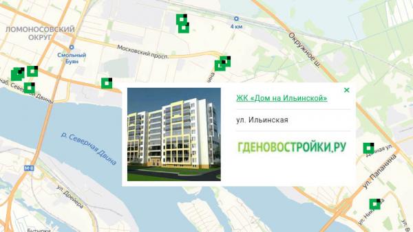 Строящийся объект на карте Архангельска
