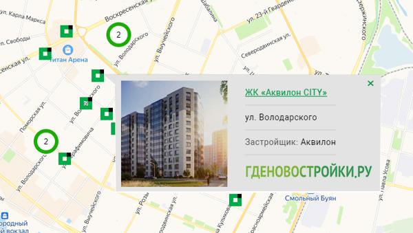 Новостройка ЖК «Аквилон CITY» на карте Архангельска